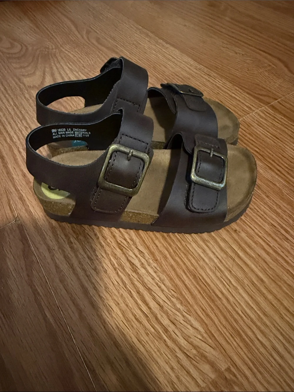 Kids Dark Brown Double-Buckle Sandals